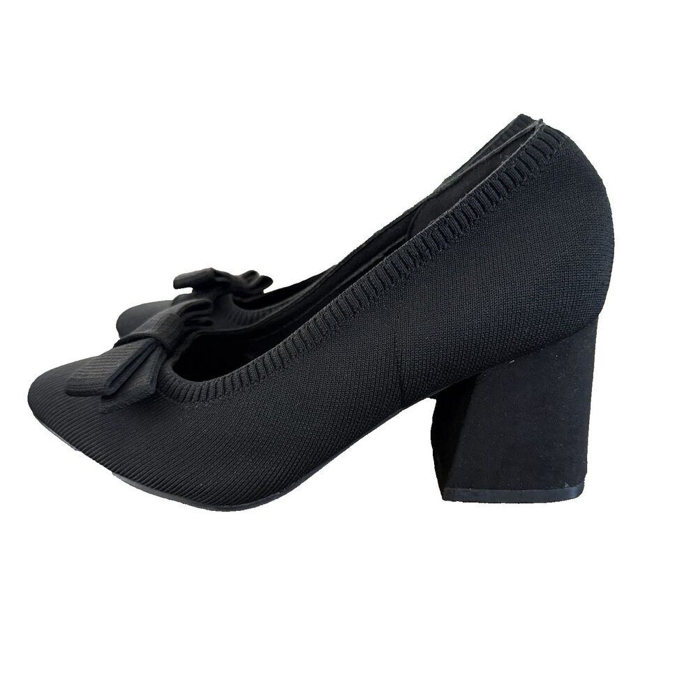 TORRID Women's Black Stretch Fabric Knit Block Heel Pumps Shoes -7.5WW Casual